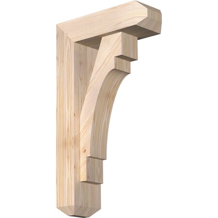 Ekena Millwork Merced Craftsman Smooth Bracket w/ Offset Brace, Douglas Fir, 5 1/2"W x 16"D x 28"H BKT0604X16X28MRC04SDF